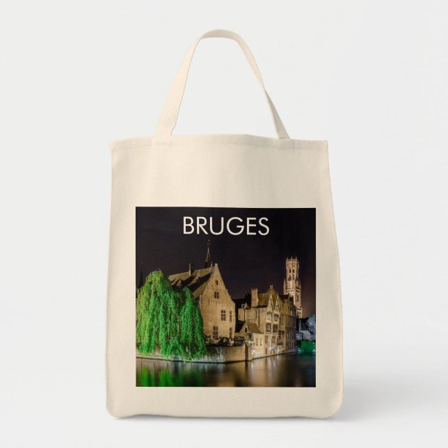 Bolsa Tote Pintura da cidade antiga de Bruges e da torre de B (Frente)