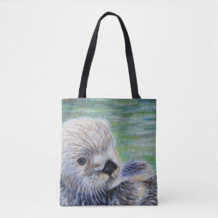 Bolsa Tote Pintura da lontra de mar