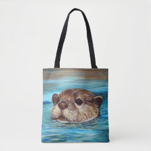 Bolsa Tote Pintura da lontra de rio