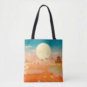 Bolsa Tote Pintura da paisagem oriental antiga, pai clássico