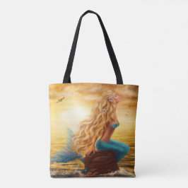 Bolsa Tote Pintura da sereia sunset