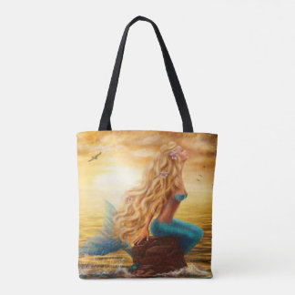 Bolsa Tote Pintura da sereia sunset