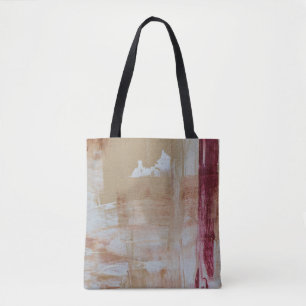 Bolsa Tote Pintura de abstrato branco e castanho