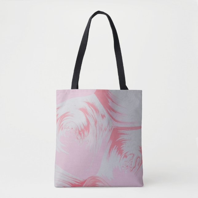 Bolsa Tote Pintura de abstrato branco e rosa (Frente)