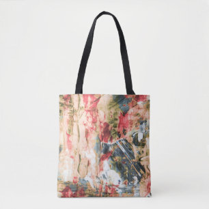 Bolsa Tote Pintura de abstrato vermelho branco e amarelo