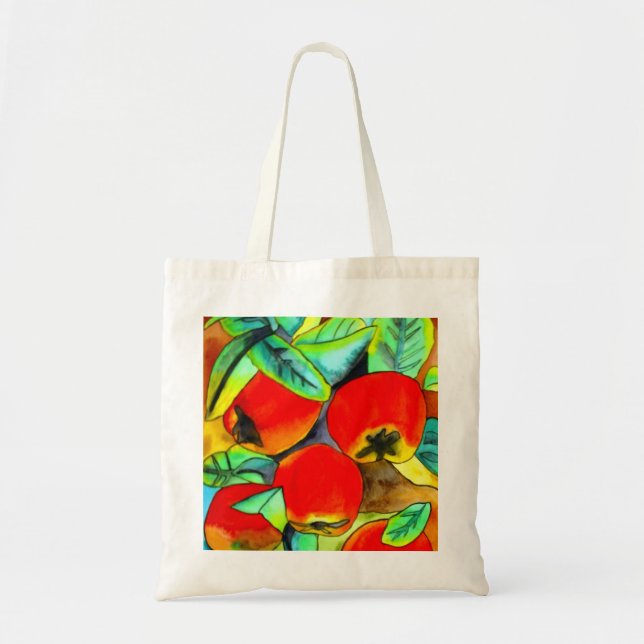Bolsa Tote Pintura de água das Maçãs Vermelhas (Frente)