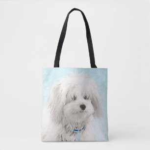 Bolsa Tote Pintura de Algodão de Tulear - Arte de Cachorro Or
