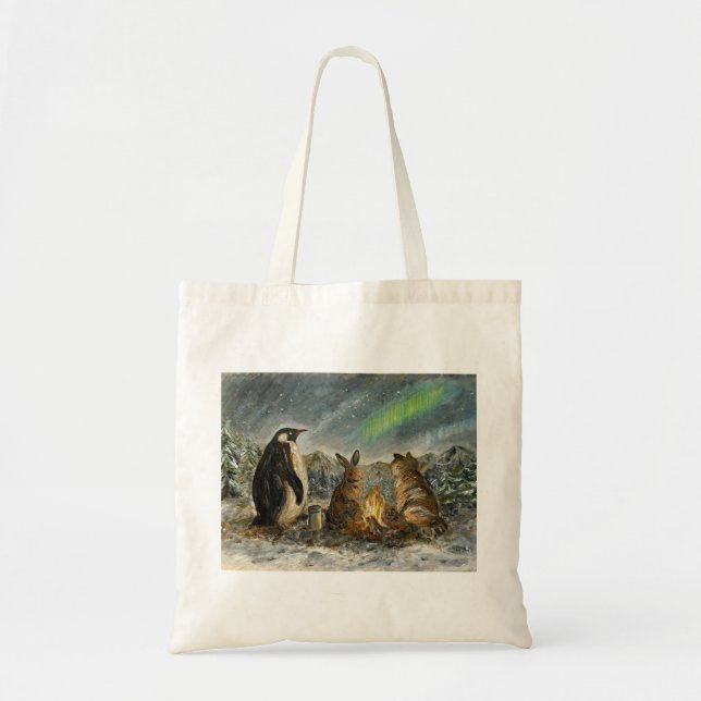 Bolsa Tote Pintura de Animais Aurora Caprichosa Persistente (Frente)