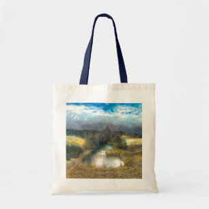 Bolsa Tote pintura de aquarela de lagoa de outono