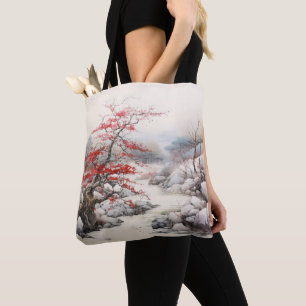 Bolsa Tote Pintura de Árvore Vermelha do Rio