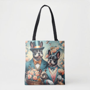 Bolsa Tote Pintura de Buldogue Francês, Funny Vintage
