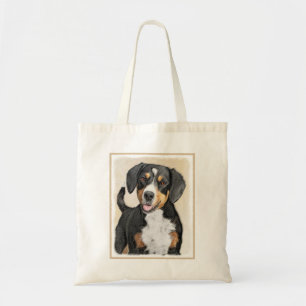 Bolsa Tote Pintura de Cachorro de Montanha Entlebucher - Arte