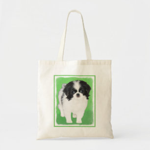 Bolsa Tote Pintura De Cachorro Japonês - Arte Original De Ca