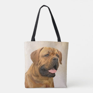 Bolsa Tote Pintura de Cão de Bordéus - Arte de Cão Origina