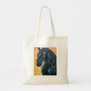 Bolsa Tote Pintura de Cavalo Negro