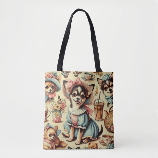 Bolsa Tote Pintura de Chihuahua Puppy (Frente)