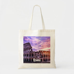 Bolsa Tote Pintura de Coliseu em Roma no pôr do sol