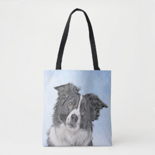 Bolsa Tote Pintura de Collie de Borda - Arte de Cachorro Orig