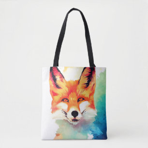 Bolsa Tote Pintura de Cor Animal da Fox Selvagem Vermelha