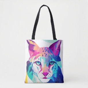 Bolsa Tote Pintura de Cor Animal da Natureza Selvagem do Lynx
