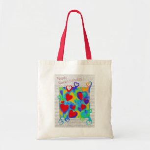 Bolsa Tote Pintura de corações coloridos modernos - Dia dos N