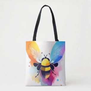 Bolsa Tote Pintura de cores de animais da raça "Bee Wild Natu