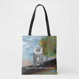 Bolsa Tote Pintura de Coruja Sazonal em Maravilhas da Naturez