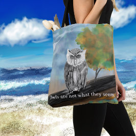 Bolsa Tote Pintura de Coruja Sazonal em Maravilhas da Naturez