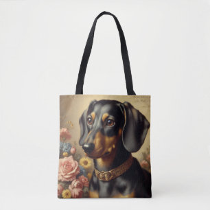 Bolsa Tote Pintura de Dachshund em Cute Vintage