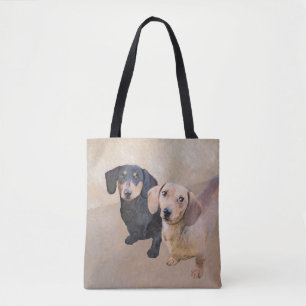 Bolsa Tote Pintura de Dachshund (Smooth) - Arte de Cão Origin
