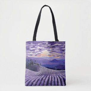 Bolsa Tote Pintura de Decoração de Paisagem lavanda