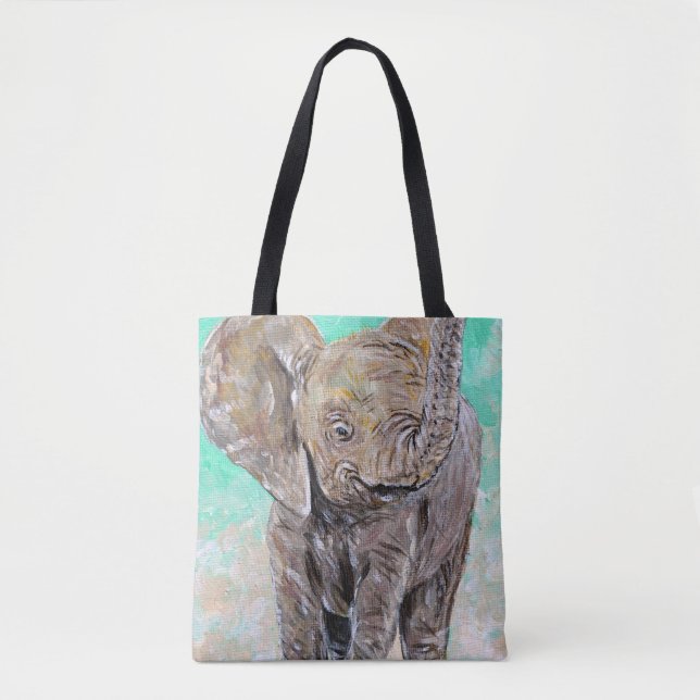 Bolsa Tote Pintura de elefante bebê (Frente)