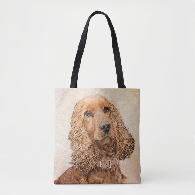 Bolsa Tote Pintura de English Cocker Spaniel - Arte Original  (Frente)