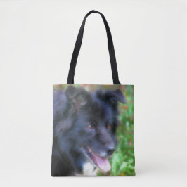 Bolsa Tote Pintura de Foto Collie Dog de Borda Negra