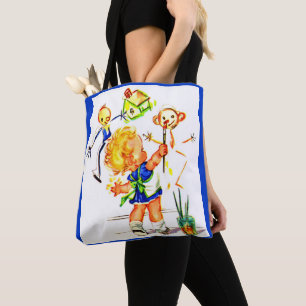 Bolsa Tote pintura de garotinha na impressão de parede