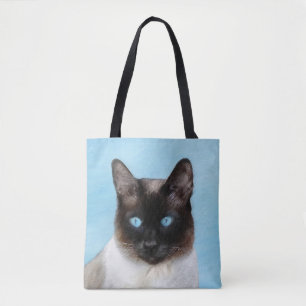 Bolsa Tote Pintura de Gatos Siameses - Arte de Gato Original