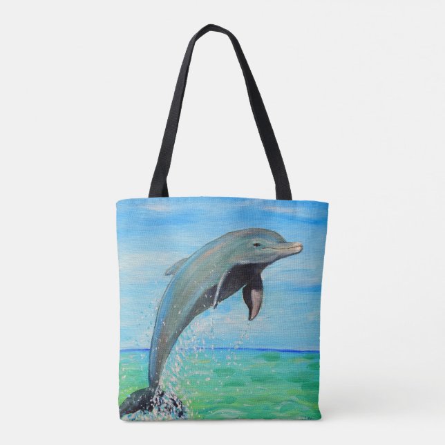 Bolsa Tote Pintura de golfinho (Verso)