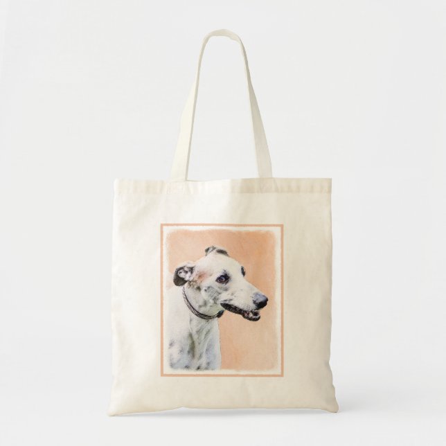 Bolsa Tote Pintura de Greyhound - Arte de Cachorro Original (Frente)