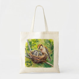 Bolsa Tote Pintura de Ninho de Pássaro Doce