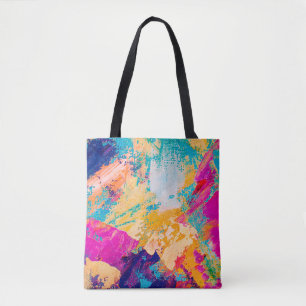 Bolsa Tote Pintura de óleo desenhada à mão. fundo de abstrato