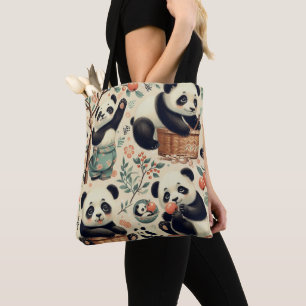 Bolsa Tote Pintura de Panda Bonita e Sem Costura
