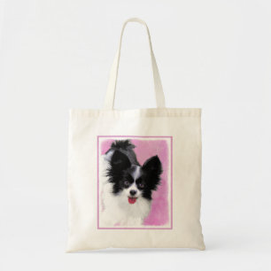 Bolsa Tote Pintura de Papillon (Branco e Preto) - Arte Canina