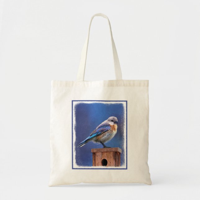 Bolsa Tote Pintura de pássaro-azul (feminina) - Arte de pássa (Frente)