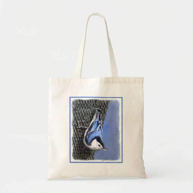 Bolsa Tote Pintura De Pássaros De Casca Branca (Frente)