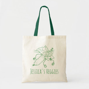 Bolsa Tote Pintura de pepino, verde e vegetação branca