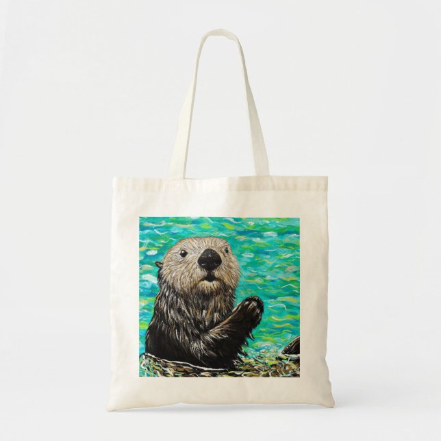 Bolsa Tote Pintura de pequena mar feliz (Frente)