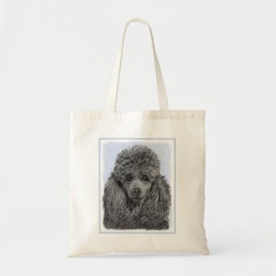 Bolsa Tote Pintura de Poodle Miniatura Preto Arte Original