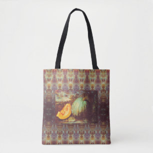 Bolsa Tote Pintura de queda de abóbora azul de folha azul de