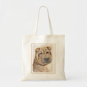 Bolsa Tote Pintura de Shar Pei - Arte de Cão Original Bonita