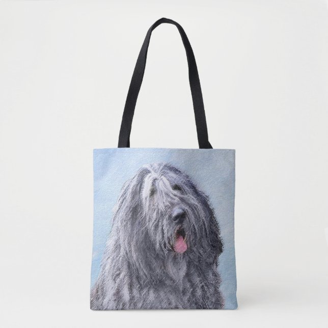 Bolsa Tote Pintura de Sheepdog Bergamasco - Cachorro Original (Frente)
